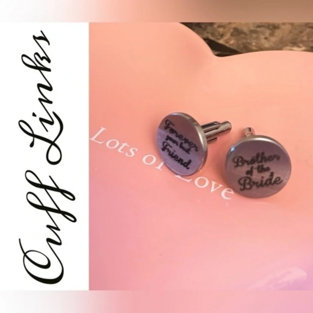 Brother of the Bride Silver Cufflinks Wedding Groomsman Gift Engraved